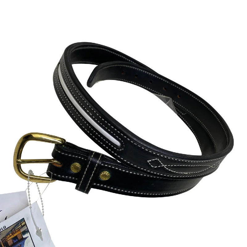 Green Hill Leather Belt in Black/White - Women's Small