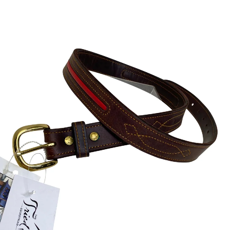 Green Hill Leather Belt in Brown/Red - Women's Large