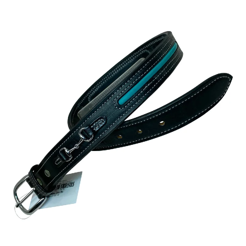 Green Hill Leather Bit Belt in Black/Turquoise - Women's Medium