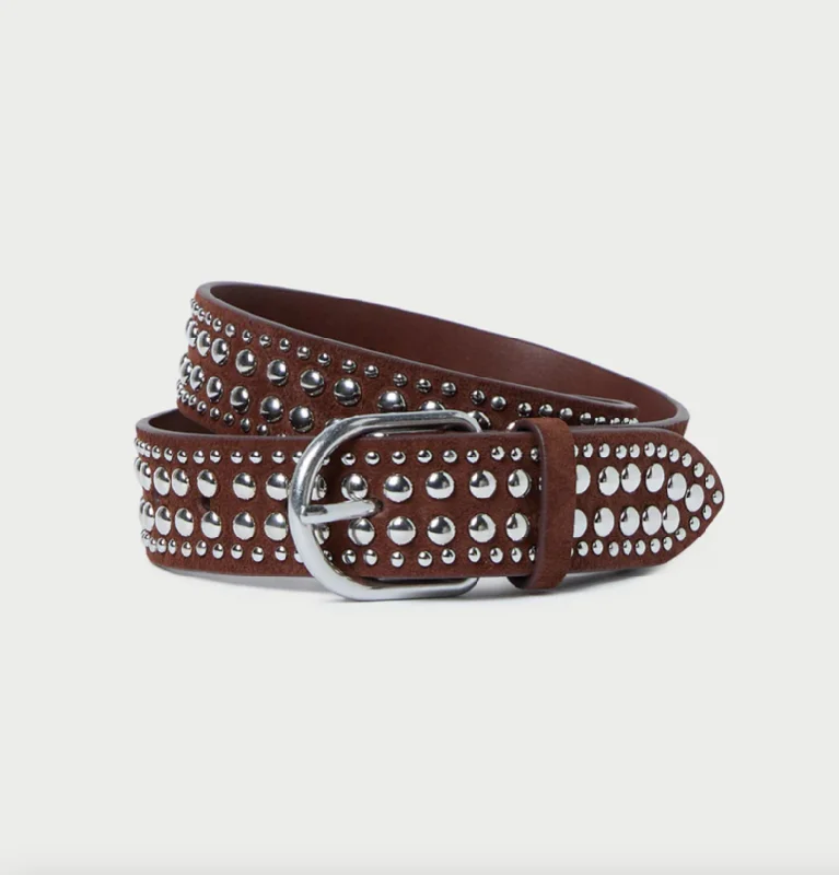 Isaac Studded Belt Espresso/Silver