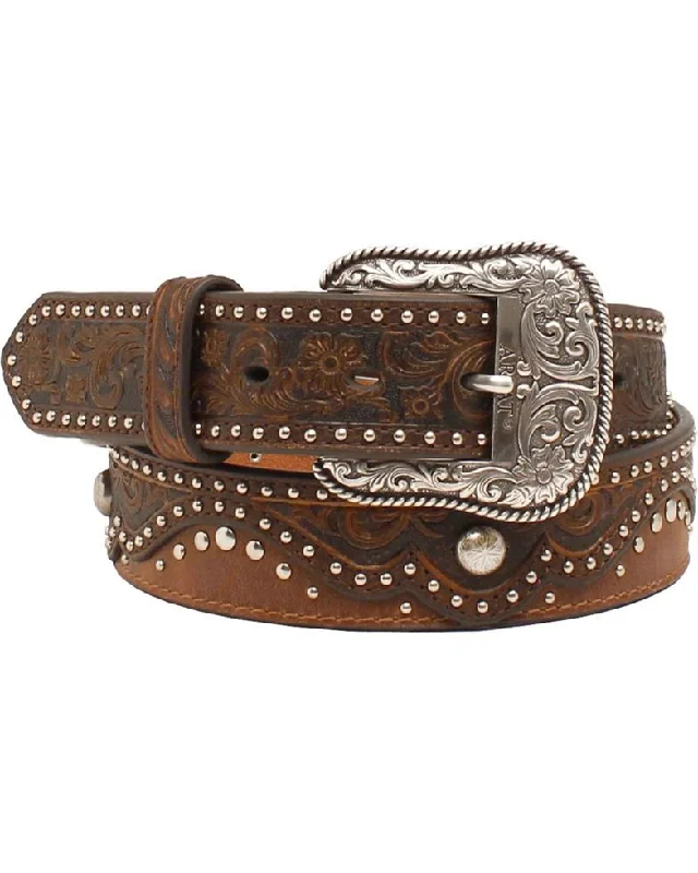 MF Western Ariat Ladies Brown Embossed Leather Belt Style A1520202