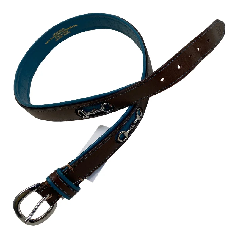 Noble Outfitters 'On the Bit' Leather Belt in Brown/Teal - Women's XL