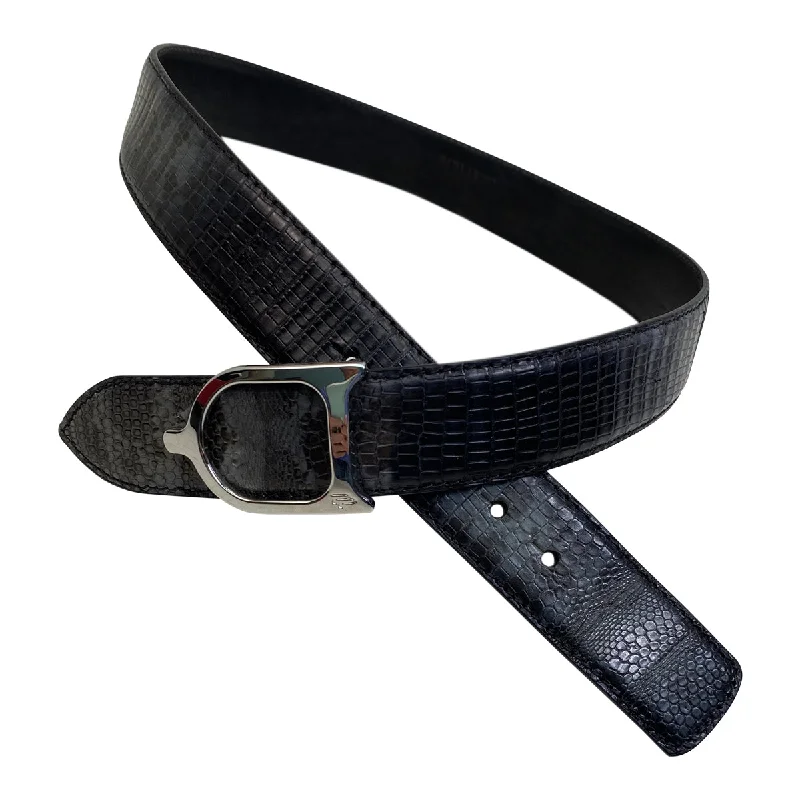 Parlanti Faux Lizard Skin Belt in Lizard/Grey - Women's Small