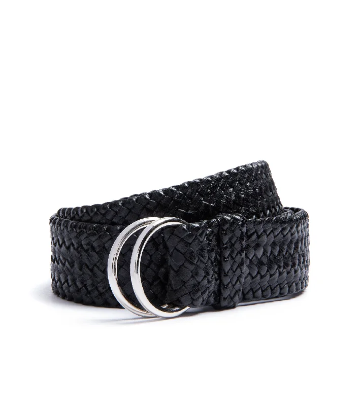 R.M. Williams Kangaroo Leather Plaited 'O' Ring Belt: Black