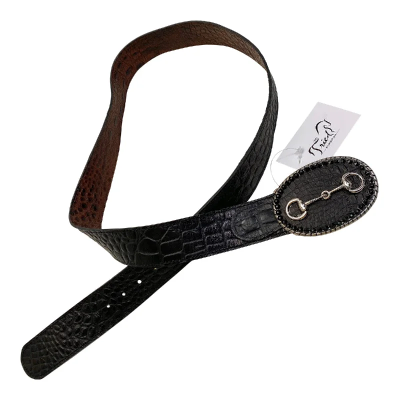 Stacy Bradley Belt in Brown Crocodile - Women's Large